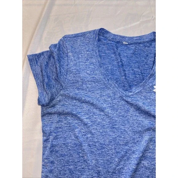 Girls Under Armour V-Neck T-Shirt Blue Marbled Sz L/XL - Picture 2 of 11